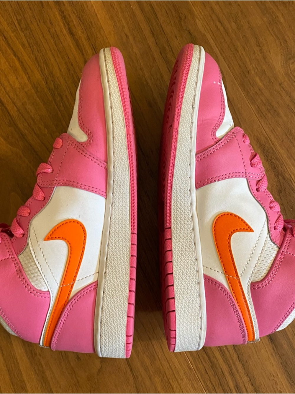 Nike Kids Pink, White & Orange Swoosh Sneakers